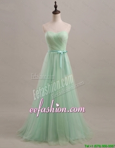 Formal 2016 Summer Apple Green Prom Dresses with Sweep Train