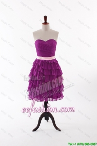 Formal Short Prom Dresses with Bowknot and Ruffled Layers