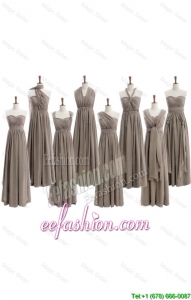 In Stock 2016 Empire Grey Long Prom Dresses with Ruching