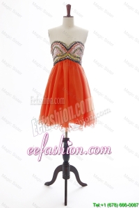 The Brand New Beading Orange Red Short Prom Dress for 2016