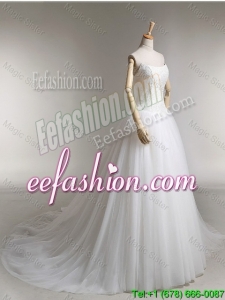 Elegant A Line Strapless Wedding Dresses with Appliques