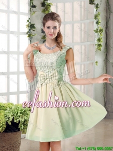 2016 Summer A Line Straps Lace Prom Dresses with Bowknot