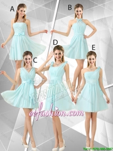 Beautiful A Line Ruched Bridesmaid Dresses in Light Blue