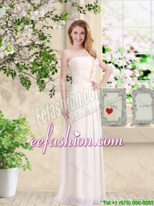 Cheap One Shoulder Hand Made Flowers Bridesmaid Dresses in Champagne