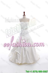 Custom Made A Line Strapless Wedding Dresses with Beading