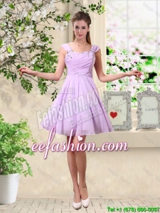 Exclusive Straps Beaded Bridesmaid Dresses with Mini Length