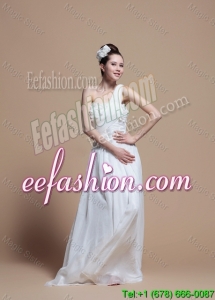 Gorgeous One Shoulder Hand Made Flowers Wedding Dress