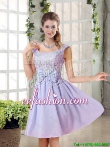 2015 Fall A Line Straps Lace Bridesmaid Dresses in Lavender