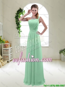 Classical Apple Green One Shoulder Bridesmaid Dresses with Zipper up