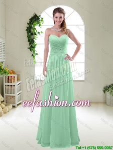 Comfortable Sweetheart Apple Green Dama Dresses with Ruching