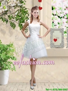 Discount One Shoulder Appliques Bridesmaid Dresses in White