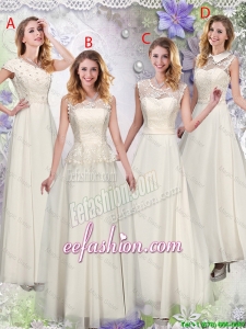 Feminine Champagne Laced Elegant Prom Dresses with Appliques