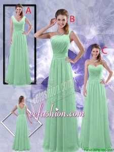 Perfect Zipper up Ruched Bridesmaid Dresses in Apple Green