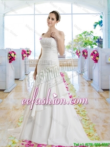 Cheap Hand Made Flowers Wedding Dresses with Appliques