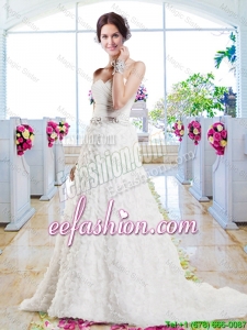 Affordable A Line Sweetheart Wedding Dresses with Appliques