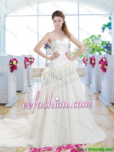 Fashionable Hand Made Flowers Wedding Gowns with Sweetheart