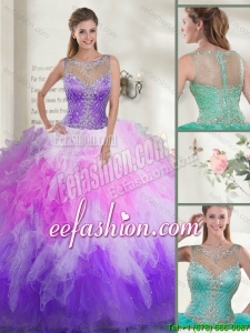 2016 Spring Pretty Beaded Sweet 16 Dresses with Ruffles