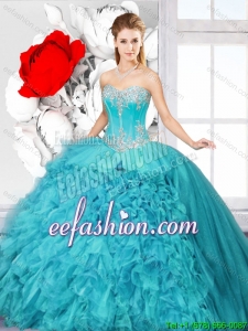 Hot Sale Ball Gown Sweet 16 Gowns with Beading and Ruffles for Summer