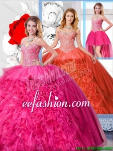 Modest Ball Gown Straps 2016 Spring Detachable Quinceanera Dresses