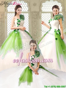 Cheap One Shoulder Quinceanera Dresses with Appliques and Ruffles
