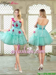 Elegant A Line Appliques and Lace Prom Dresses with One Shoulder