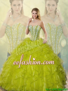 Beautiful Beading and Ruffles Sweetheart Quinceanera Gowns