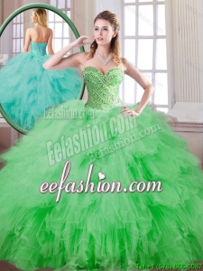 Beautiful Spring Green Sweet 16 Dresses with Beading for 2016