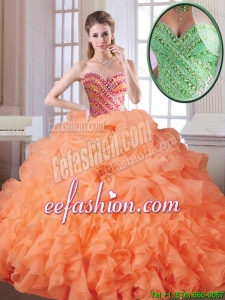 Best Selling Orange Red Sweet 16 Dresses with Beading