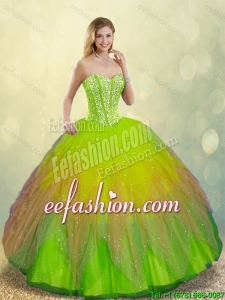 Cheap Multi Color Lace Up Sweet 16 Dresses with Beading