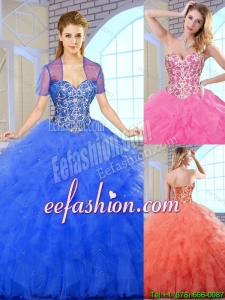 Classical Floor Length Puffy Quinceanera Dresses with Beading for 2016