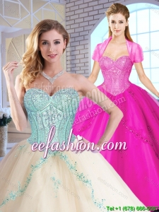 Elegant Sweetheart Popular Quinceanera Dresses with Appliques and Sequins for 2016
