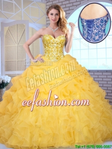 Elegant Yellow Quinceanera Gowns with Beading and Ruffles