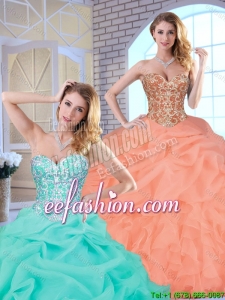 Hot Sale Beading and Ruffles 2016 popular Quinceanera Gowns with Lace Up