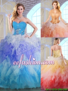 Latest Winter Appliques and Ruffles Quinceanera Dresses in Multi Color