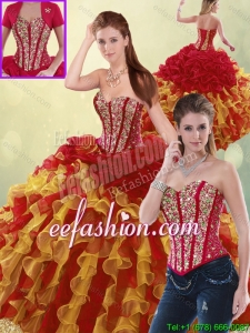 Luxurious Beading and Ruffles Puffy Quinceanera Dresses in Multi Color for 2016