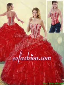 Luxurious Sweetheart popular Quinceanera Gowns in Wine Red for 2016