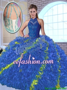 Perfect High Neck Appliques Sweet 16 Dresses in Multi Color