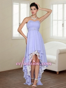 2015 Cheap Empire Strapless Chiffon Beading Prom Dress in Lavender