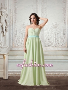 Fashionable Light Mint Sweetheart Evening Dress with Ruching and Belt