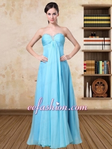 2015 Simple Aqua Blue Sweetheart Prom Dress with Beading