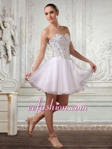 Lovely Short White Sweetheart Prom Dress with Beading