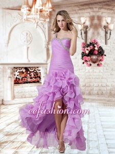 New Style Column One Shoulder Beading Prom Dress in Lilac