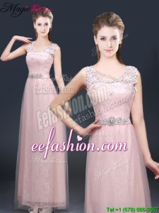 2016 Pretty Empire Scoop Prom Dresses with Lace and Appliques