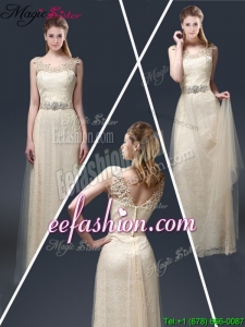Empire Lace Prom Dresses with Appliques in Champagne for 2016