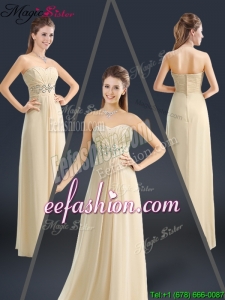 Latest Sweetheart Beading Prom Dresses in Champagne