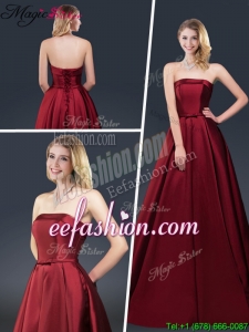 Winter Gorgeous A Line Strapless Prom Dresses with Brush Train