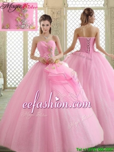 Discount Hot Sale Sweetheart Rose Pink Quinceanera Dresses with Beading