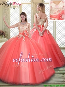 Discount Straps Quinceanera Dresses with Appliques and Hand Made Flowers
