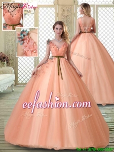 Hot Sale V Neck 2016 Quinceanera Dresses with Appliques and Beading
