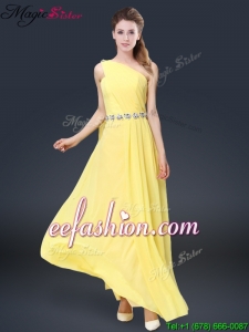 2016 Fashionable One Shoulder Bridesmaid Dresses in Yellow